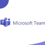 MS Teams logo with the words “Microsoft Teams” beside it, three overlapping circles in upper left corner, curved color block in lower right corner.