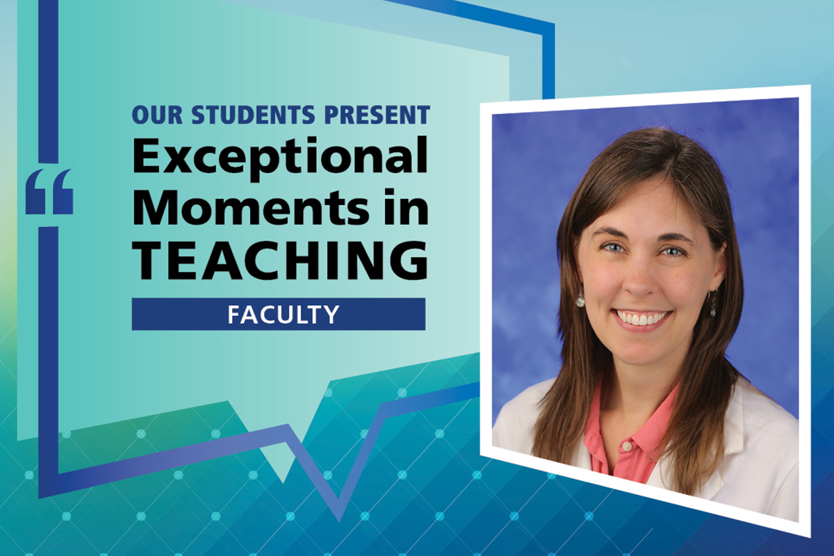 An images of Dr. Julie Graziane next to the words Exceptional Moments in Teaching.