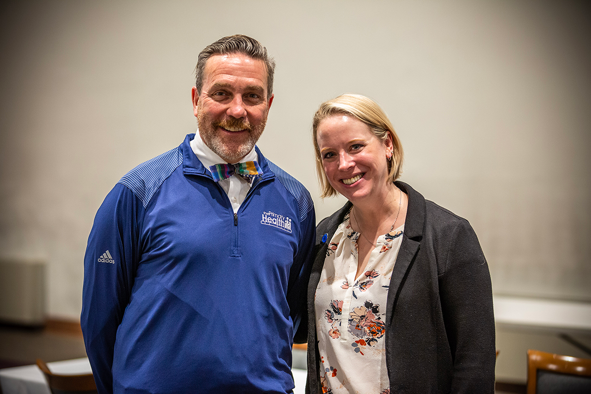 Dr. George Garrow, CEO at Primary Health Network, and Dr. Jennifer Kraschnewski, director of Penn State Clinical and Translational Science Institute, at Research Match/Community Day.