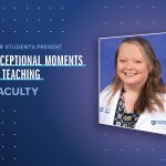 A portrait of Dr. Aodhnai “Adi” Fahy is shown next to the words Exceptional Moments in Teaching.