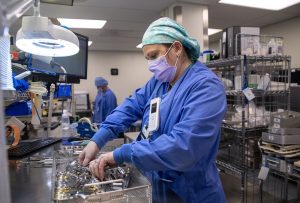 Sabrina Sechrist, a sterile processing manager at Penn State Health Milton S. Hershey Medical Center, is seen here assembling an orthopeidic instrament set on Tuesday, Nov. 29, 2022.