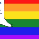 A rainbow flag is shown with the words "Sock out bias" on a flag over a rendering of a sock.