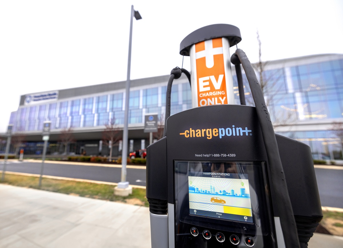 The EV charging station at Penn State Health Hampden Medical Center.