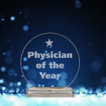 A graphic displays the words Physician of the Year.