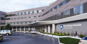 A visual rendering of the future Penn State Health Cancer Center at Hampden Medical Center