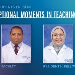 Portraits of Yassir O. Mahgoub, MD (faculty), and Aatqa Memom, MD (residents/fellows), are shown next to the words Exceptional Moments in Teaching.