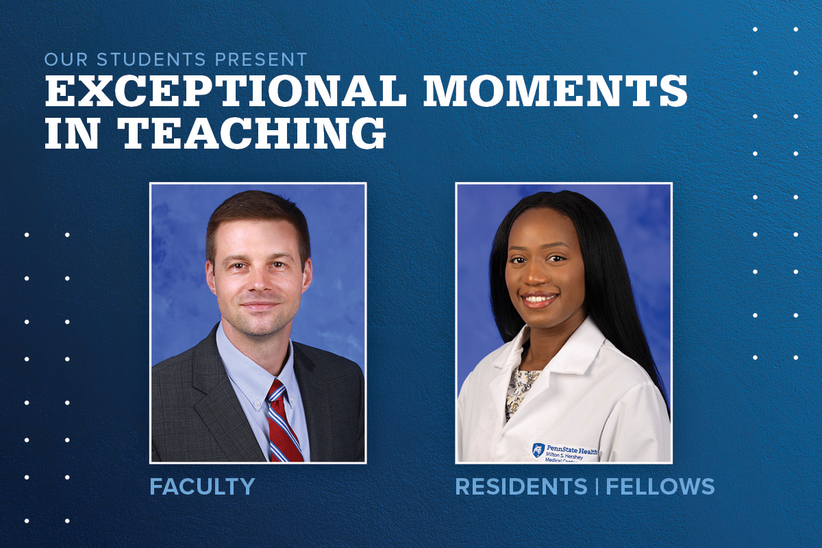 Portraits of Jonathan Tomasko, MD (faculty), and Kadiyatu Fofana, MD (resident), are shown next to the words Exceptional Moments in Teaching.