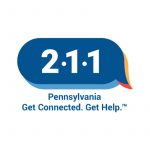 A speech bubble graphic with “211” inside. Below the graphic is “Pennsylvania Get Connected. Get Help.”