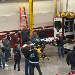 Emergency personnel participate in EMS training