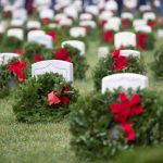 Wreaths laid over veterans' graves as part of the annual Wreaths Over America celebration.