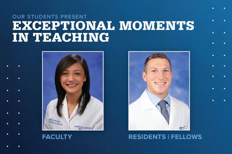 Portraits of M. Joyce Green, MD (faculty), and Skylar Korek, MD (resident), are shown next to the words Exceptional Moments in Teaching.