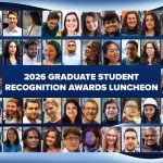 A large collage of 42 headshots of College of Medicine graduate students, surrounding the words "2026 Graduate Student Recognition Awards Luncheon."