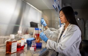 Alexandra Nusawardhana works in a research lab