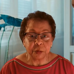 Deborah Vereen, a consultant on inclusion in the workforce, looks at the camera in her computer as she discusses the multigenerational workforce and how that can affect health care for older adults.