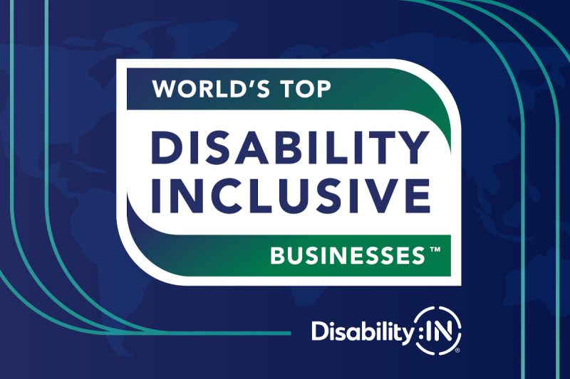 A graphic reading: “World’s Top Disability Inclusive Businesses | Disability:IN”