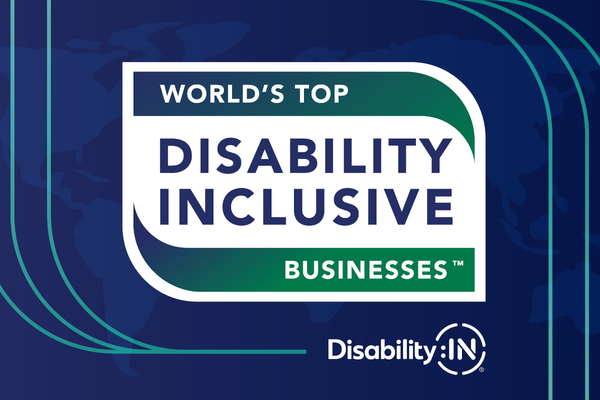 A graphic reading: “World’s Top Disability Inclusive Businesses | Disability:IN”